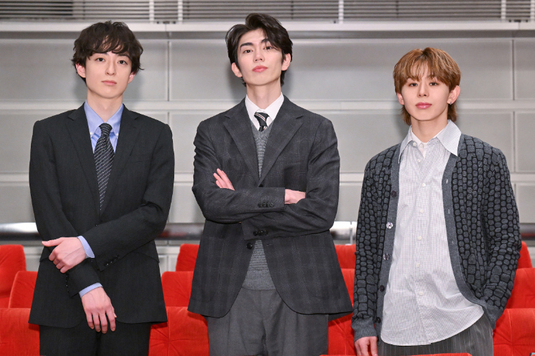 『MADDER(マダー)その事件、ワタシが犯人です』左から濱正悟、樋口幸平、⼭下永玖(ONE Nʼ ONLY)