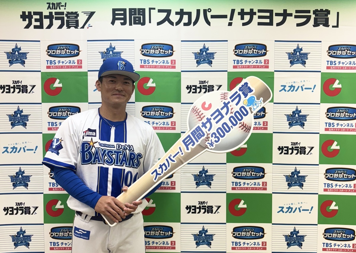 5月度の「スカパー!サヨナラ賞」を受賞した 横浜DeNAベイスターズ・林琢真選手