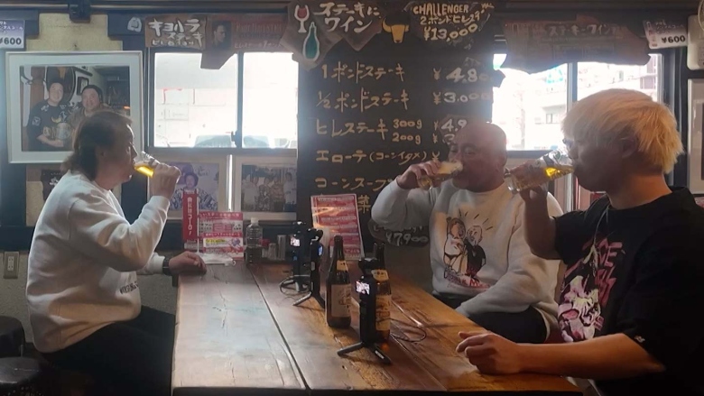 長州力のYouTubeでもお馴染みの店で、武藤敬司＆ゲスト・清宮海斗と乾杯！