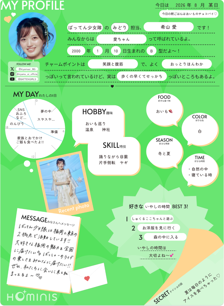 希山愛のプロフィール帳